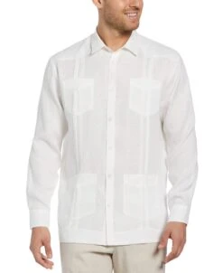 Big & Tall 100% Linen Classic Guayabera Shirt - Long Sleeve