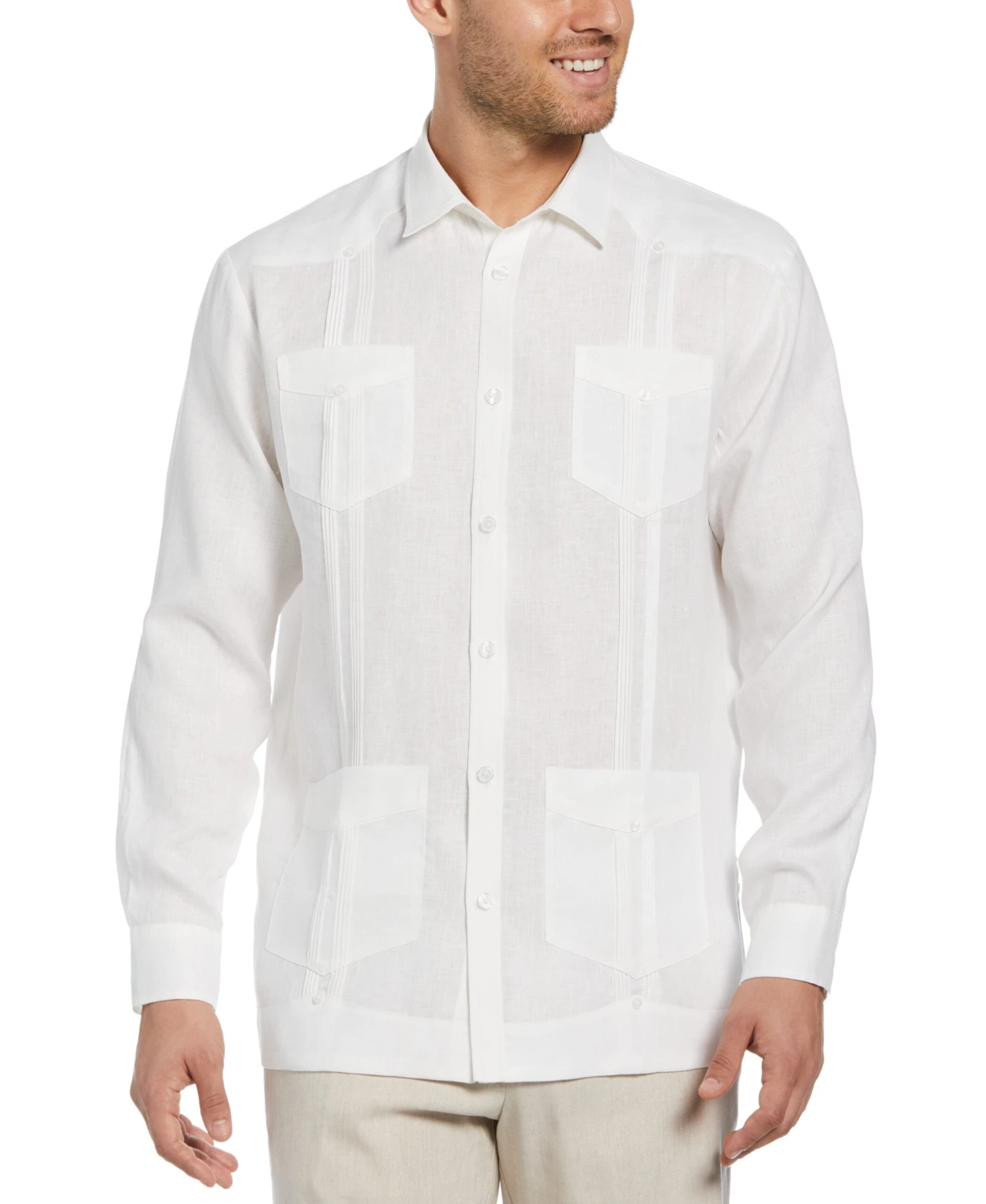 Big & Tall 100% Linen Classic Guayabera Shirt - Long Sleeve 3 Big & Tall 100% Linen Classic Guayabera Shirt - Long Sleeve