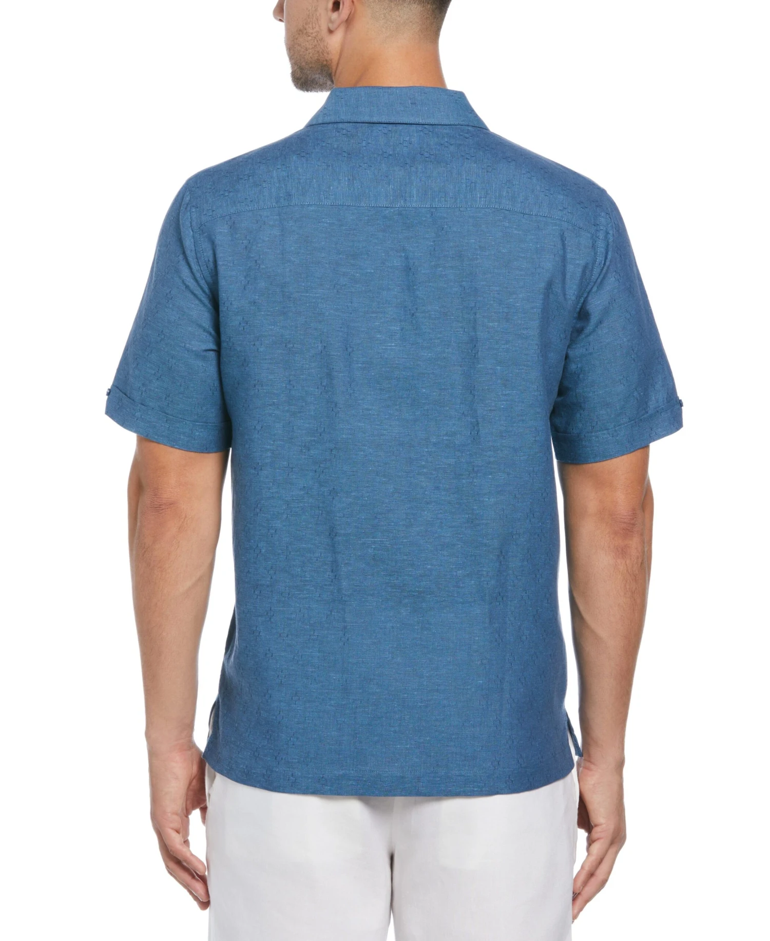 Big & Tall Linen Blend Dobby Camp Collar Shirt 4 Big & Tall Linen Blend Dobby Camp Collar Shirt - Image 2