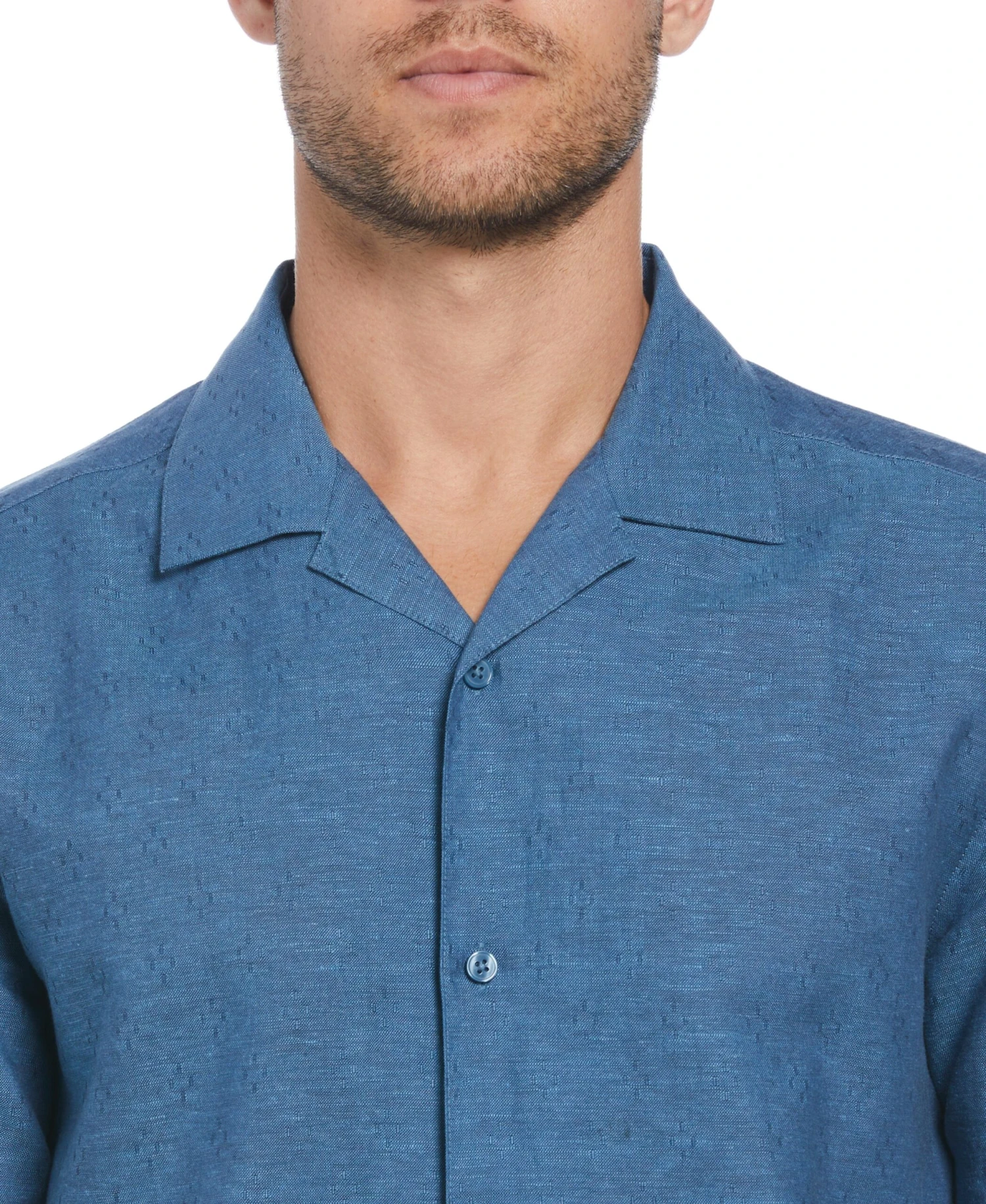 Big & Tall Linen Blend Dobby Camp Collar Shirt 5 Big & Tall Linen Blend Dobby Camp Collar Shirt - Image 3