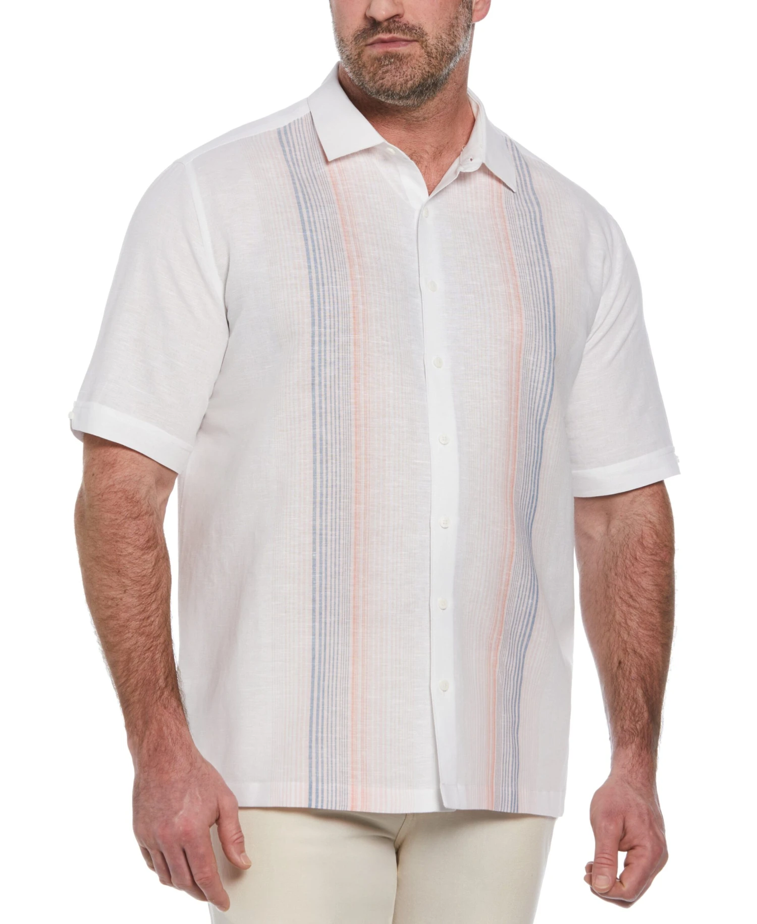 Big & Tall Linen Blend Gradient Stripe Panel Shirt 3 Big & Tall Linen Blend Gradient Stripe Panel Shirt