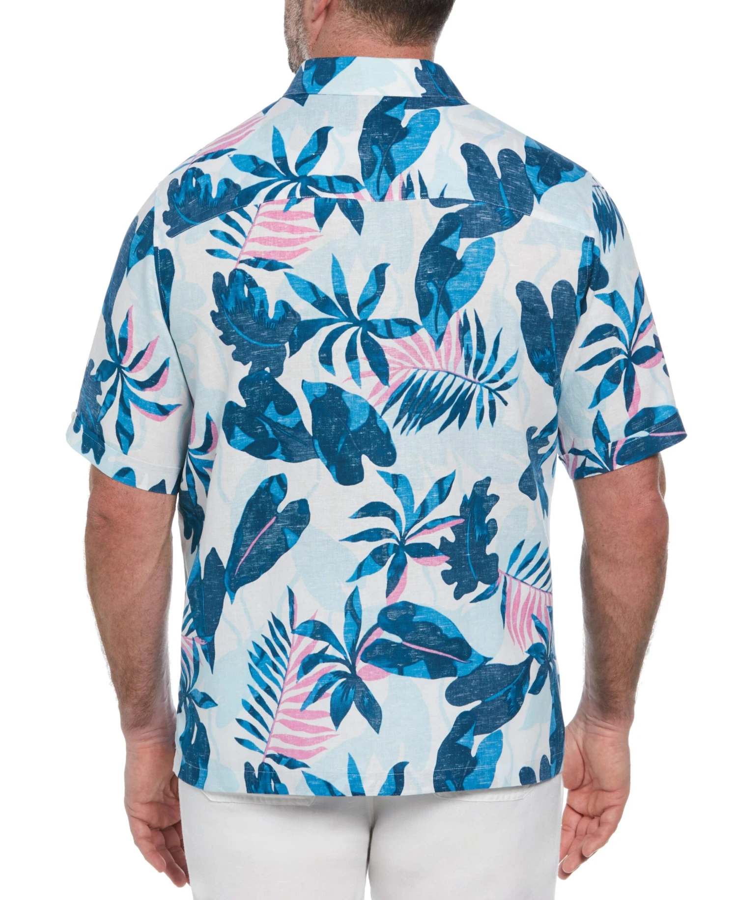 Big & Tall Linen Blend Reverse Tropical Print Shirt 4 Big & Tall Linen Blend Reverse Tropical Print Shirt - Image 2