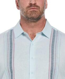Big & Tall Linen Blend Stripe Panel Shirt -Cubavera Casual Wear Big Tall Linen Blend Stripe Panel Shirt Cubavera 3