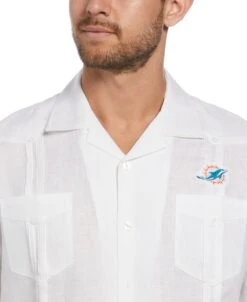 Big & Tall Miami Dolphins Logo Linen Short Sleeve 4 Pocket Guayabera 9 Big & Tall Miami Dolphins Logo Linen Short Sleeve 4 Pocket Guayabera -Cubavera Casual Wear Big Tall Miami Dolphins Logo Linen Short Sleeve 4 Pocket Guayabera Cubavera 3
