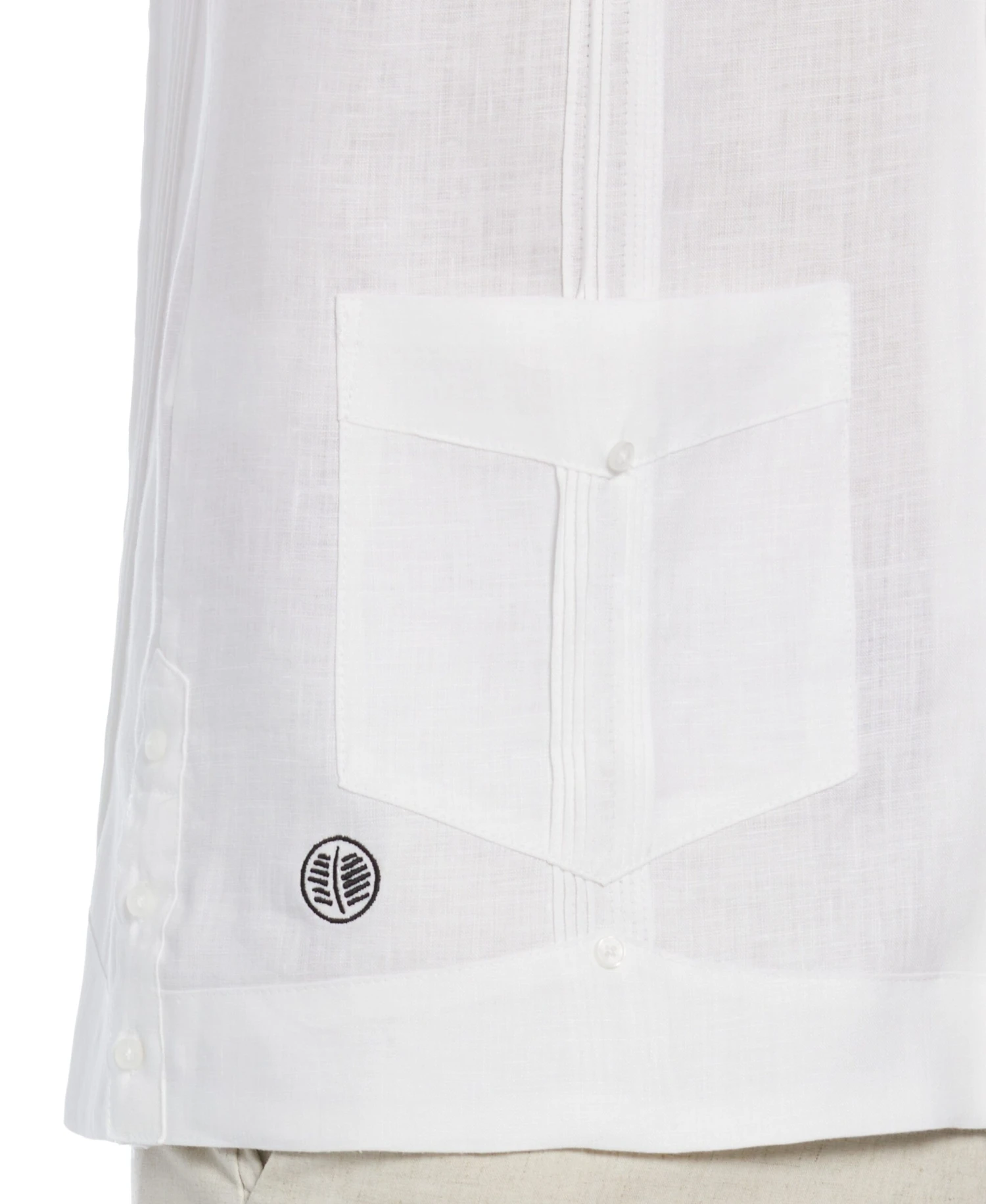 Big & Tall Miami Dolphins Throwback Logo Linen Short Sleeve 4 Pocket Guayabera 6 Big & Tall Miami Dolphins Throwback Logo Linen Short Sleeve 4 Pocket Guayabera - Image 4