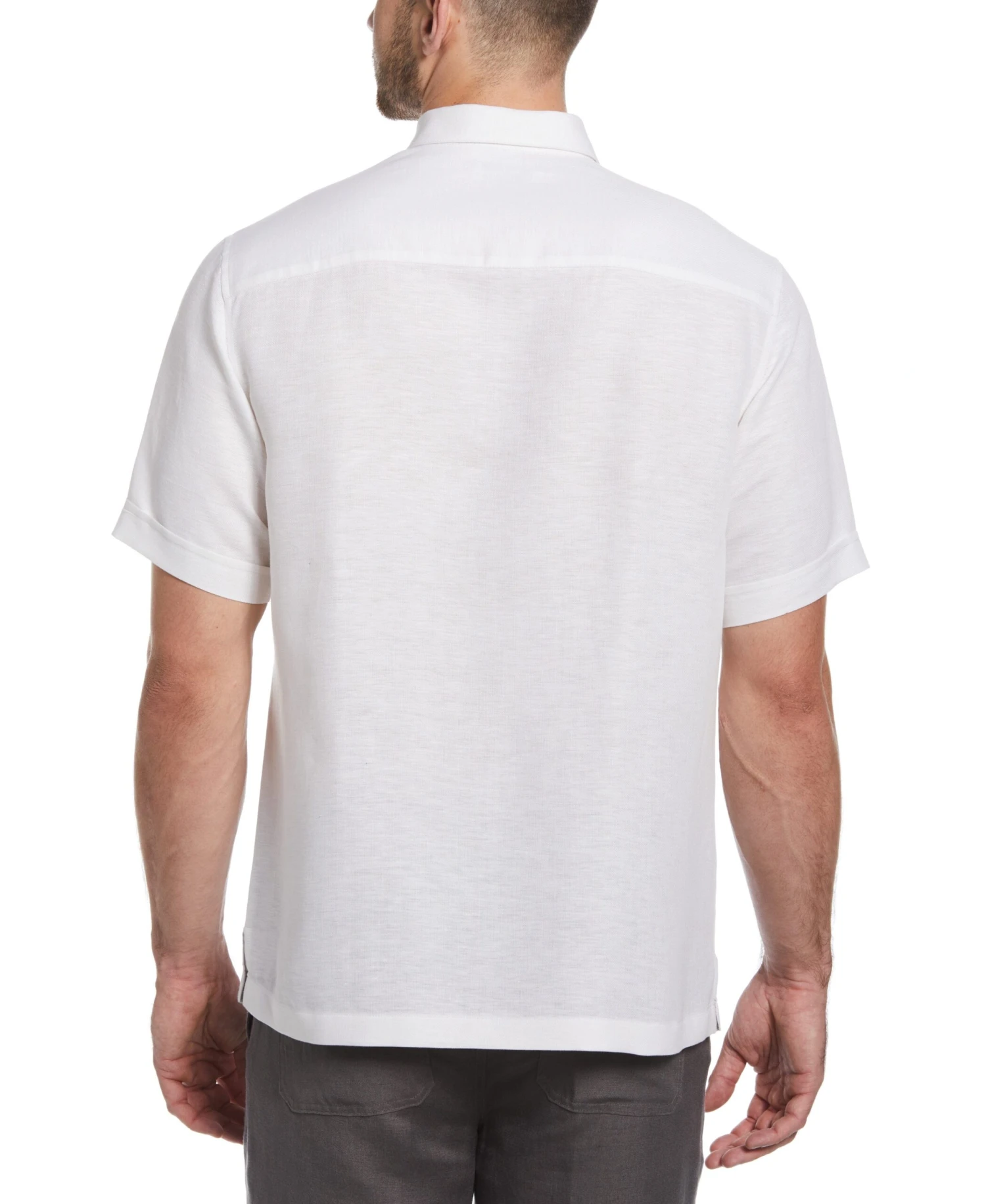 Big & Tall Striped Panel Double Lower Pocket Guayabera Shirt 3 Big & Tall Striped Panel Double Lower Pocket Guayabera Shirt - Image 2