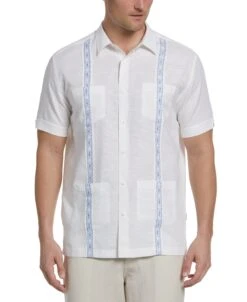 Contrast Embroidered Guayabera