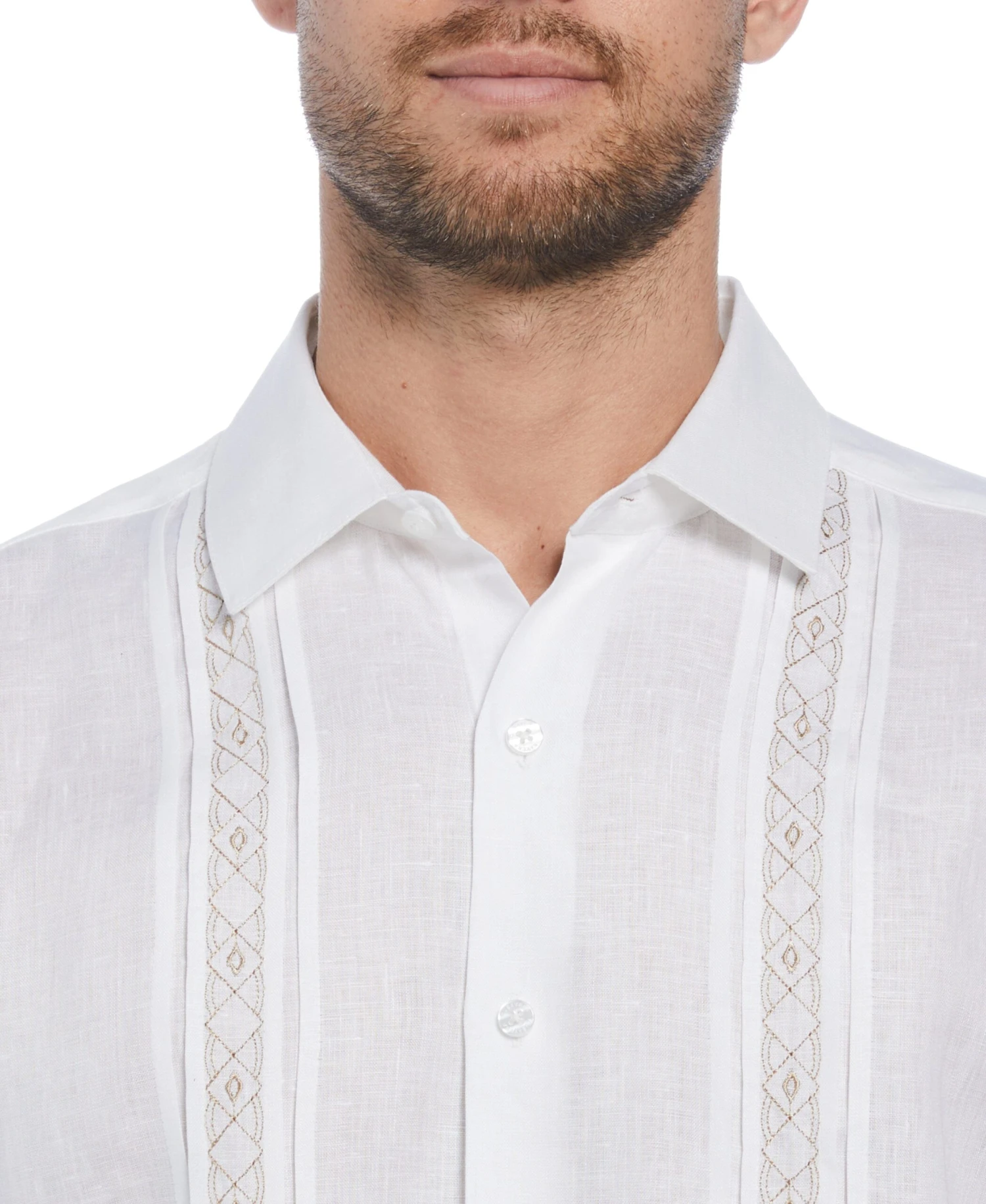 Cross Dye Linen Pintuck Embroidered Panel Shirt 5 Cross Dye Linen Pintuck Embroidered Panel Shirt - Image 3