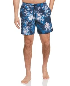 Cubavera™ Palm Print 7" Swim Short