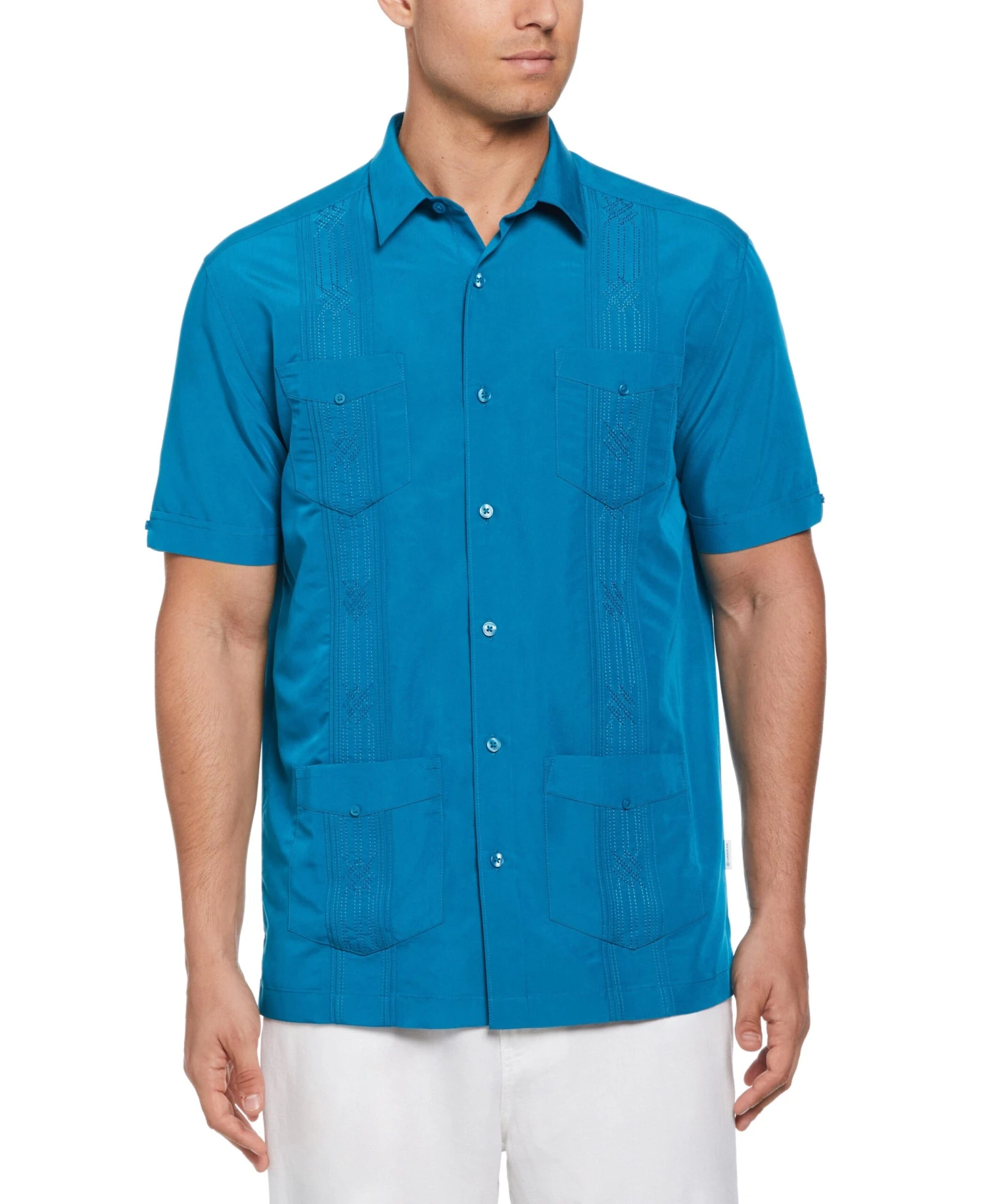 Geo Embroidered Guayabera Shirt 3 Geo Embroidered Guayabera Shirt