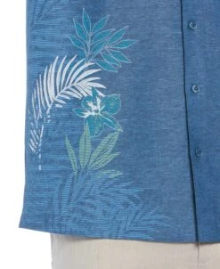 Linen Blend Asymmetrical Tropical Leaf Print Shirt -Cubavera Casual Wear Linen Blend Asymmetrical Tropical Leaf Print Shirt Cubavera 4