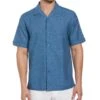 Linen Blend Dobby Camp Collar Shirt 2 Linen Blend Dobby Camp Collar Shirt -Cubavera Casual Wear Linen Blend Dobby Camp Collar Shirt Spellbound Cubavera