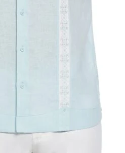 Linen Blend Embroidered Panel Guayabera Shirt -Cubavera Casual Wear Linen Blend Embroidered Panel Guayabera Shirt Cubavera 3