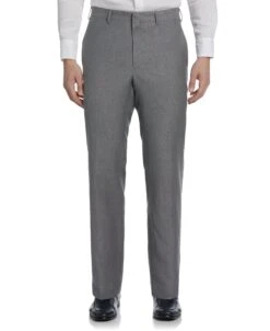 Linen-Blend Flat Front Pants
