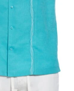Linen Blend Geo Embroidered Panel Shirt -Cubavera Casual Wear Linen Blend Geo Embroidered Panel Shirt Cubavera 4