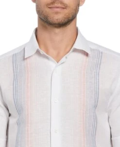 Linen Blend Gradient Stripe Panel Shirt -Cubavera Casual Wear Linen Blend Gradient Stripe Panel Shirt Cubavera 3