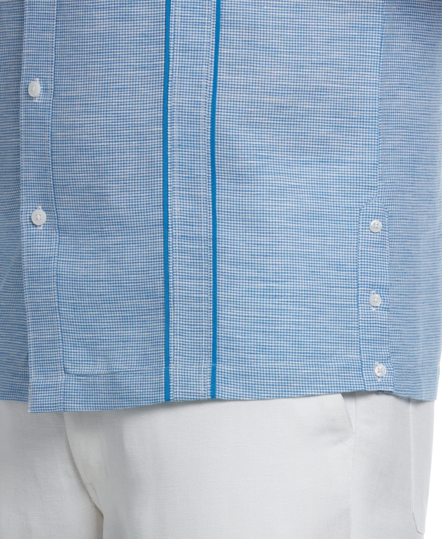 Linen Blend Houndstooth Guayabera Shirt 5 Linen Blend Houndstooth Guayabera Shirt - Image 3