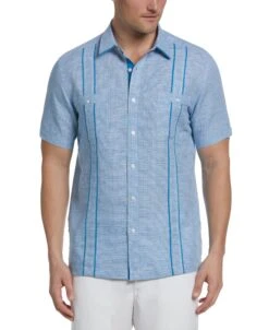 Linen Blend Houndstooth Guayabera Shirt