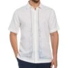 Linen Blend L-Shape Embroidered Shirt -Cubavera Casual Wear Linen Blend L Shape Embroidered Shirt Brilliant White Cubavera