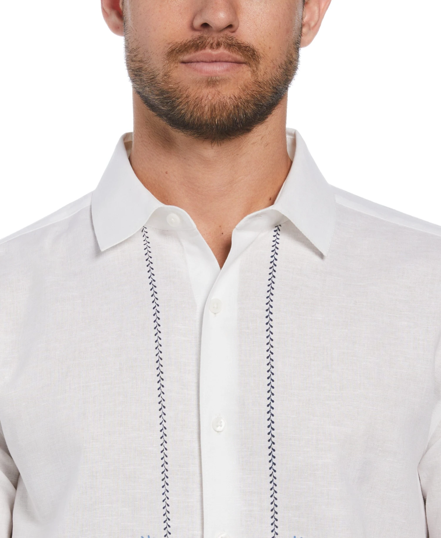 Linen Blend L-Shape Embroidered Shirt 5 Linen Blend L-Shape Embroidered Shirt - Image 3