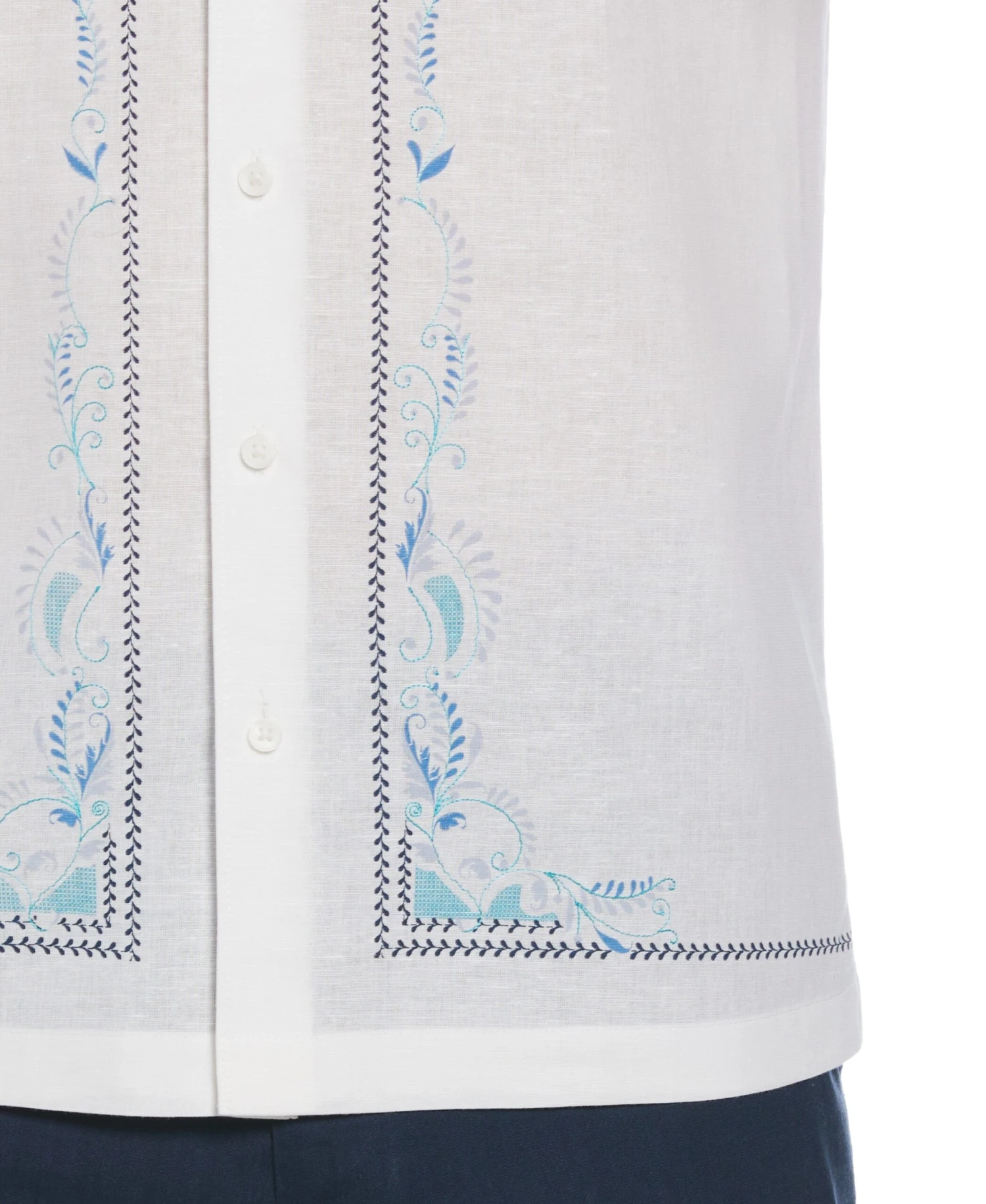 Linen Blend L-Shape Embroidered Shirt 6 Linen Blend L-Shape Embroidered Shirt - Image 4