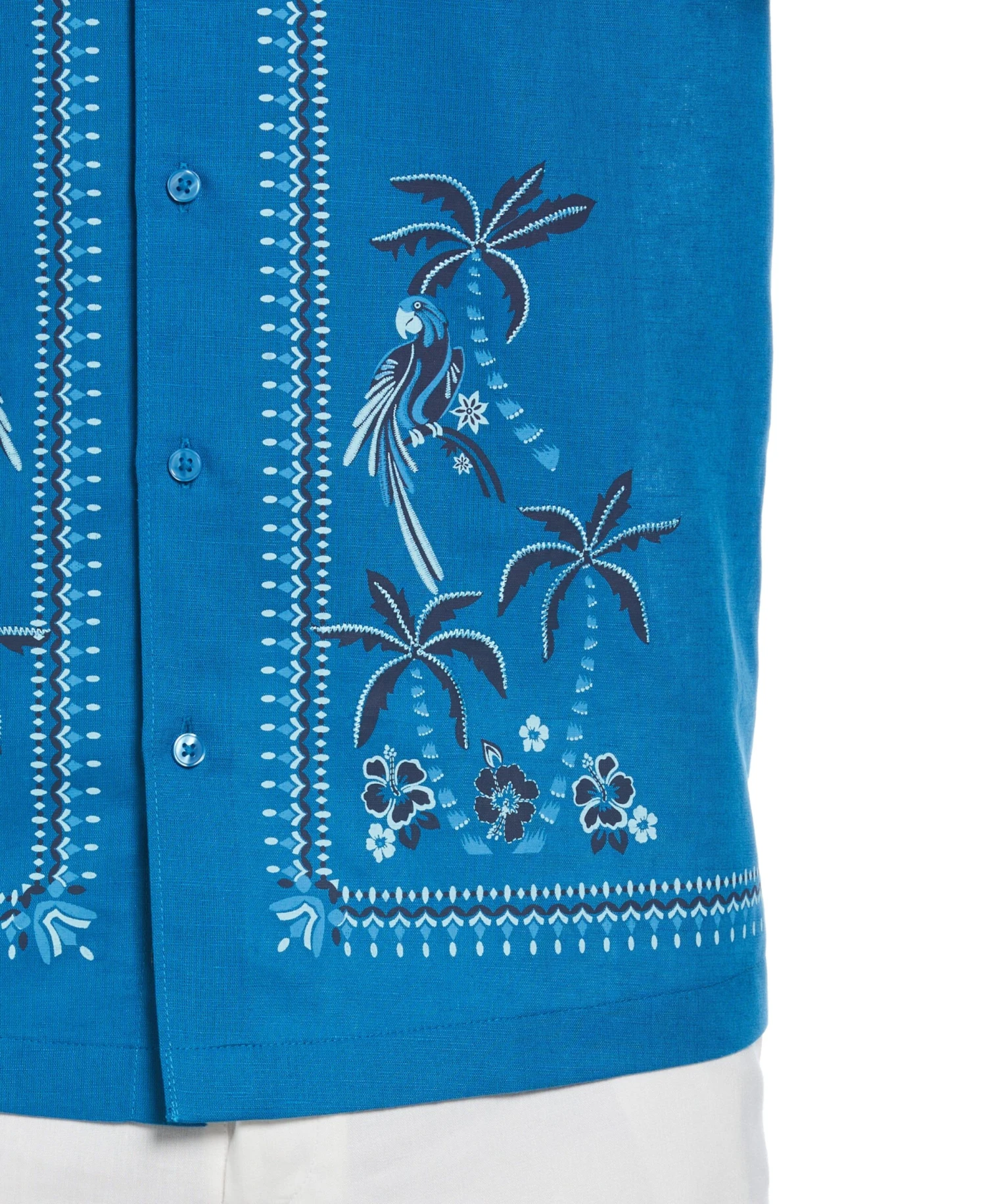 Linen Blend L-Shape Parrot Palm Print Shirt 6 Linen Blend L-Shape Parrot Palm Print Shirt - Image 4