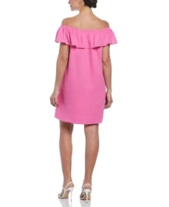 Cubavera Casual Wear -Cubavera Casual Wear Linen Blend Off Shoulder Knee Length Dress Cubavera 2