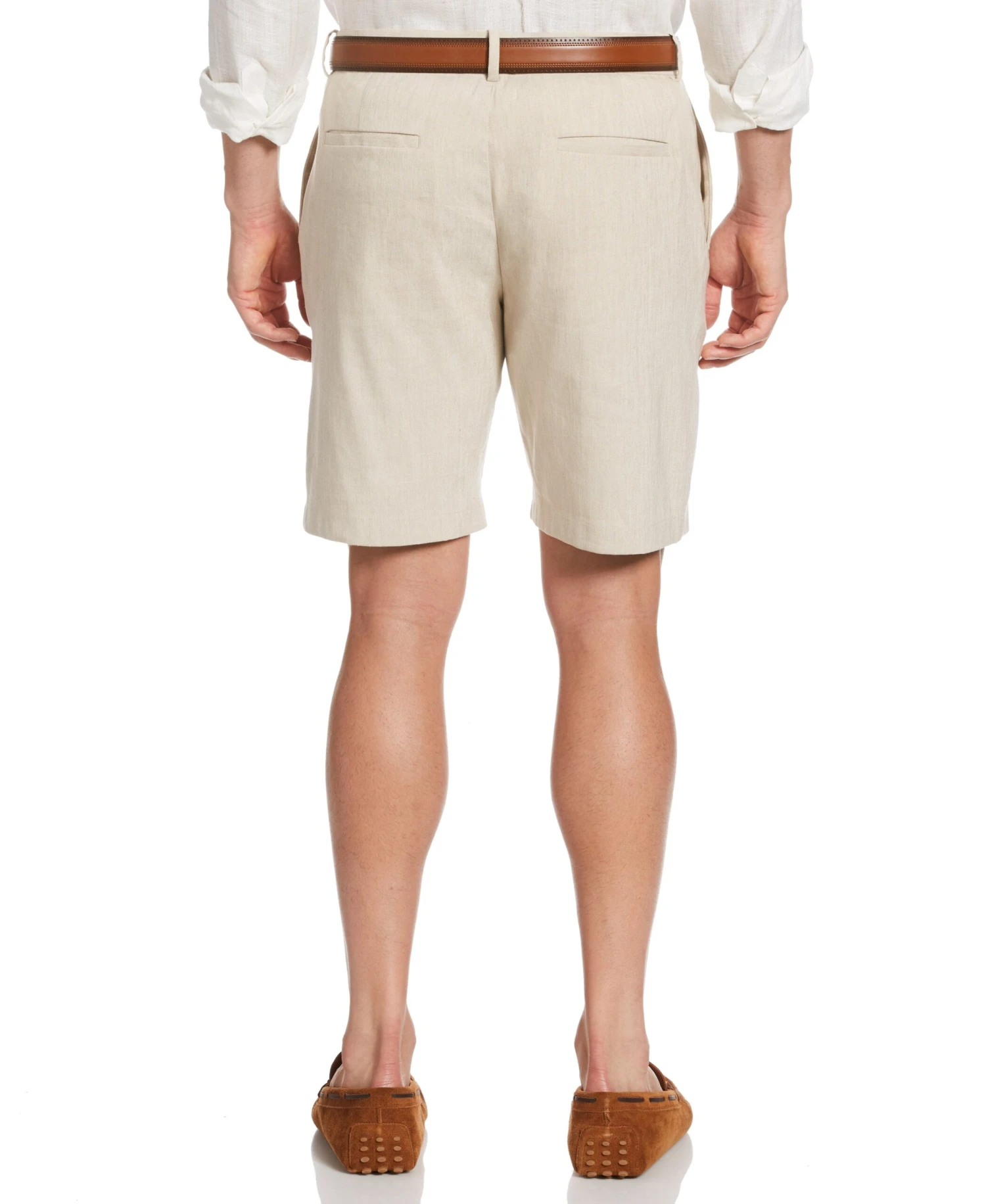 Linen-Blend Stretch Flat-Front Shorts 4 Linen-Blend Stretch Flat-Front Shorts - Image 2
