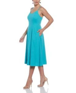 Linen Blend Thin Strap Midi Dress -Cubavera Casual Wear Linen Blend Thin Strap Midi Dress Cubavera 4