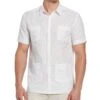 Linen Blend Tonal Embroidery Guayabera Shirt 2 Linen Blend Tonal Embroidery Guayabera Shirt -Cubavera Casual Wear Linen Blend Tonal Embroidery Guayabera Shirt Brilliant White Cubavera