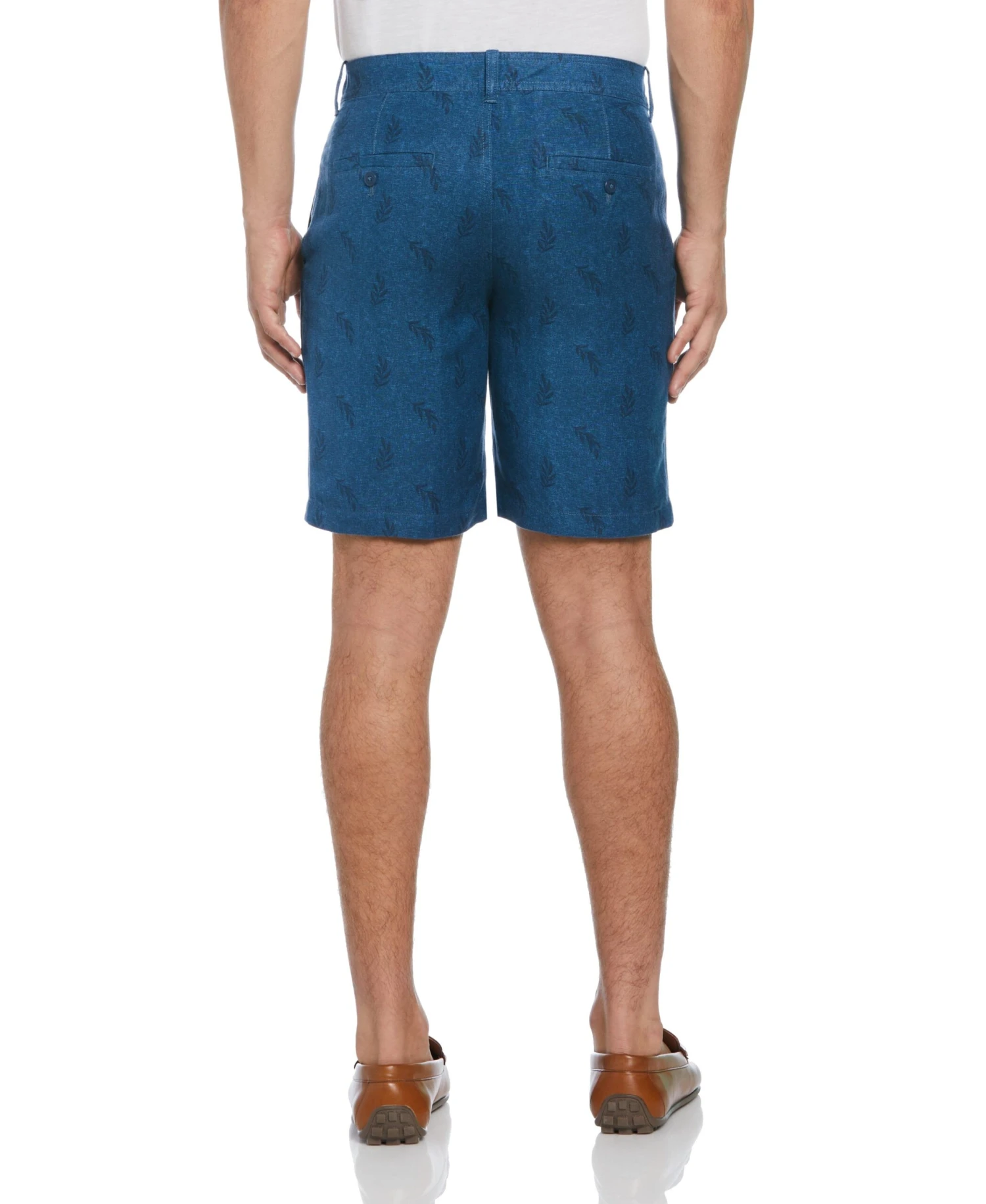 Linen Blend Tropical Leaf Print Short 4 Linen Blend Tropical Leaf Print Short - Image 2