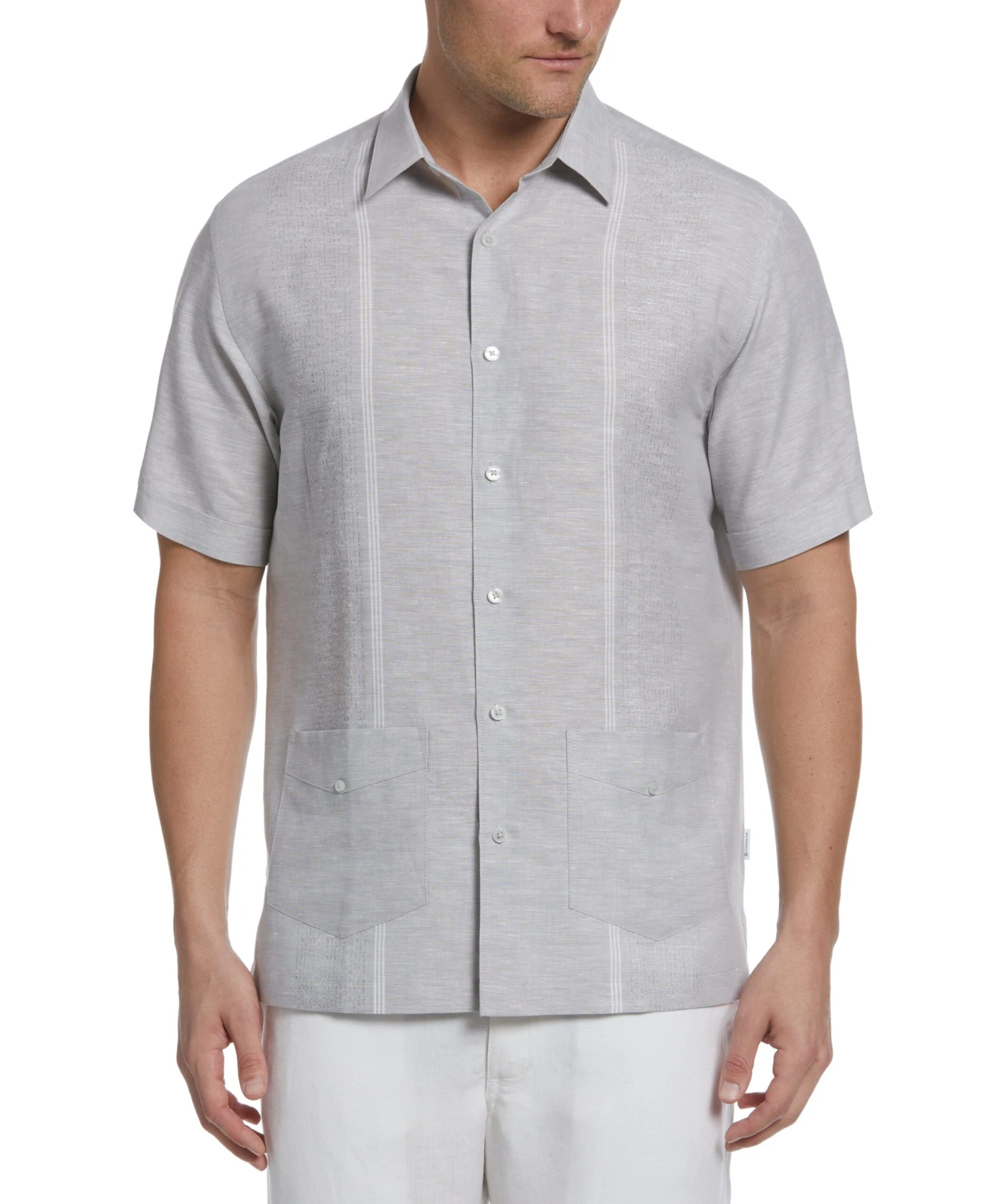 Linen Blend Yarn Dye Panel Guayabera Shirt 3 Linen Blend Yarn Dye Panel Guayabera Shirt