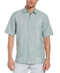 Linen-Blend Yarn Dye Stripe Guayabera Shirt