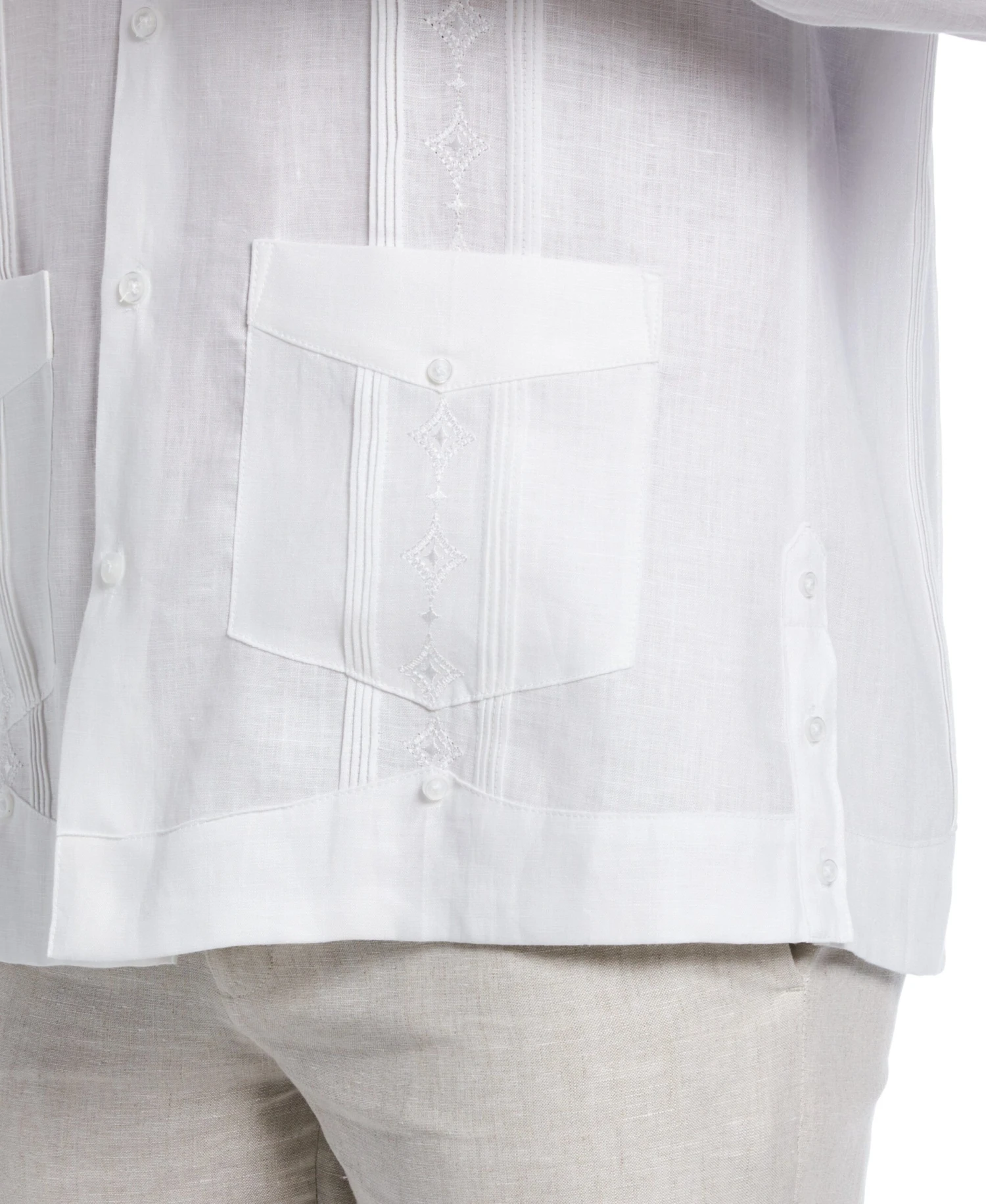 Linen Embroidered French Cuff Guayabera Shirt 5 Linen Embroidered French Cuff Guayabera Shirt - Image 3