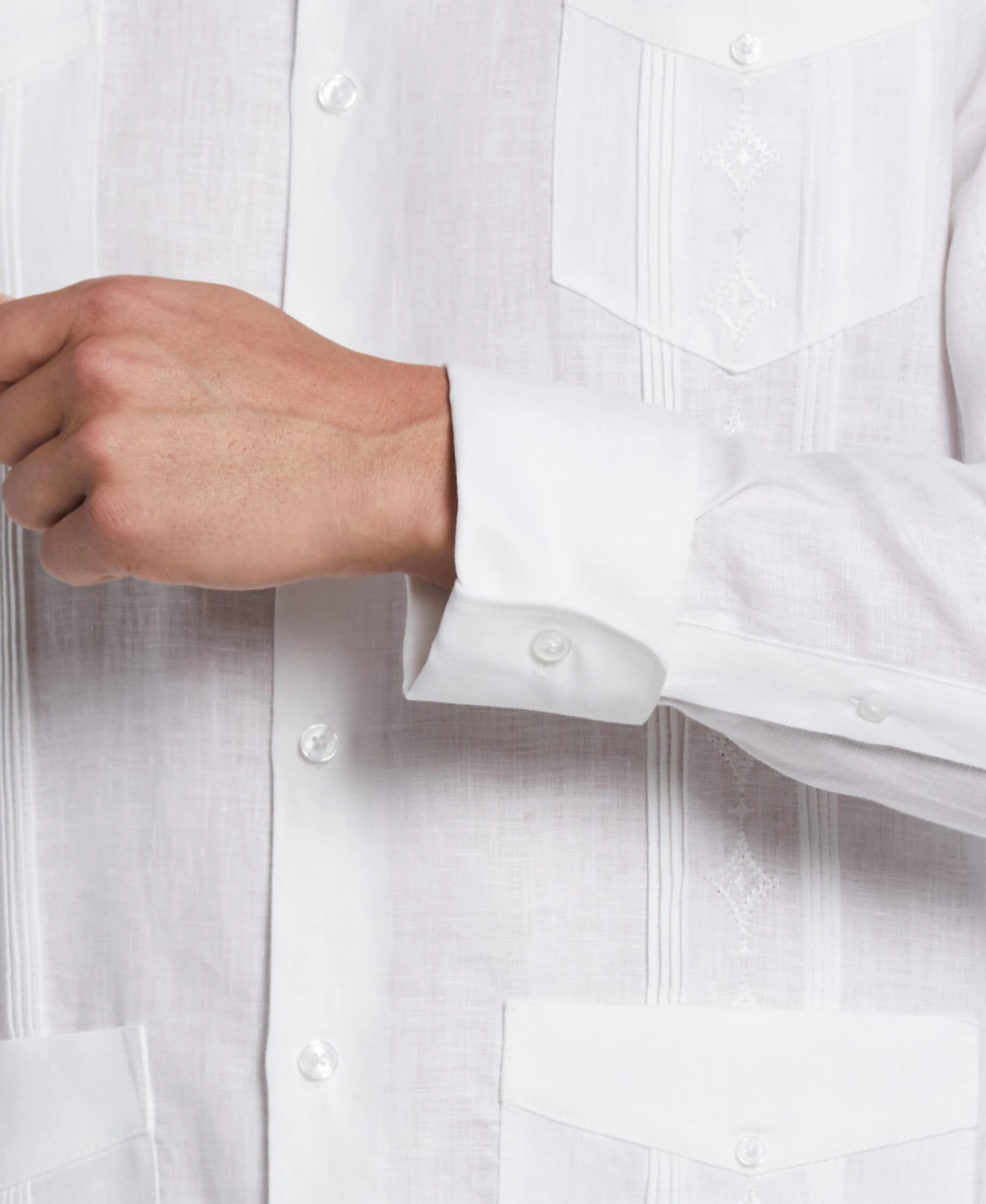 Linen Embroidered French Cuff Guayabera Shirt 6 Linen Embroidered French Cuff Guayabera Shirt - Image 4
