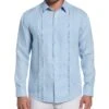 Linen Embroidered Tuck Panel Guayabera Shirt 2 Linen Embroidered Tuck Panel Guayabera Shirt -Cubavera Casual Wear Linen Embroidered Tuck Panel Guayabera Shirt Cerulean Cubavera Collection