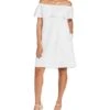 Linen Off-The-Shoulder Knee-Length Dress -Cubavera Casual Wear Linen Off The Shoulder Knee Length Dress White Cubavera