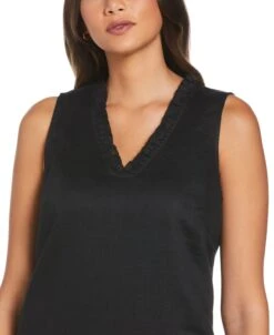 Linen Ruffle Neckline Dress -Cubavera Casual Wear Linen Ruffle Neckline Dress Cubavera 4