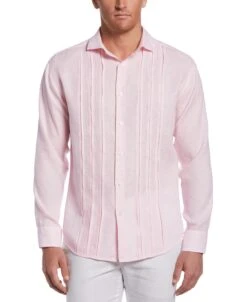 Linen Triple Tuck Embroidered Shirt