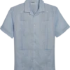 Cubavera Modern Fit Short Sleeve Linen Guayabera Shirt, Light Blue -Cubavera Casual Wear MW40 6KZF 14 CUBA VERA LT BLUE MAIN