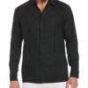 Cubavera Modern Fit Linen Guayabera Shirt, Black 2 Cubavera Modern Fit Linen Guayabera Shirt, Black -Cubavera Casual Wear MW40 6N4R 02 CUBA VERA BLACK MAIN