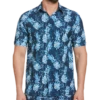 Cubavera Modern Fit 4-Way Stretch Sport Shirt, Blue Pineapple Print -Cubavera Casual Wear MW40 6N4U 14 CUBA VERA MED BLUE MAIN