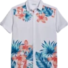 Cubavera Modern Fit 4-Way Stretch Sport Shirt, White Tropical Print