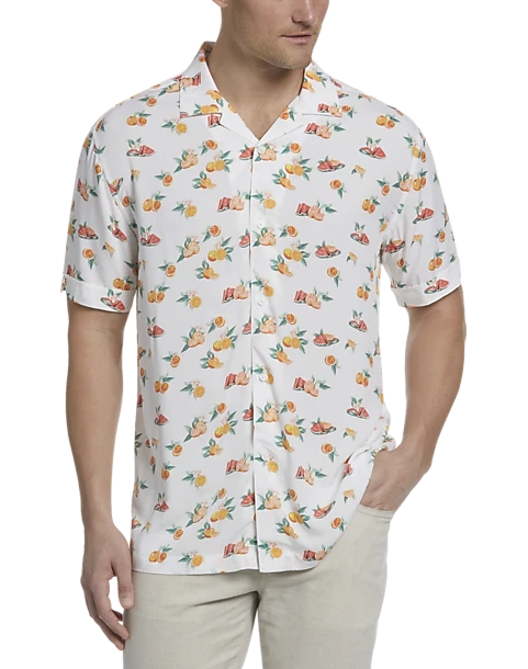 Cubavera Modern Fit Camp Shirt, White Tropical Fruit 2 Cubavera Modern Fit Camp Shirt, White Tropical Fruit