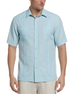 Cubavera Modern Fit EcoSelect Textured Guayabera Shirt, Blue