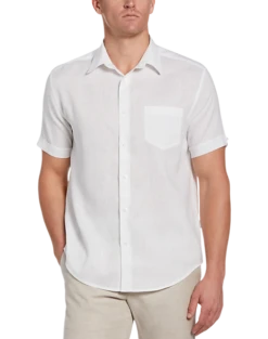 Cubavera Modern Fit TravelSelect Linen Blend Shirt, White