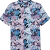 Cubavera Modern Fit Short Sleeve Sport Shirt, Blue & Pink Tropical Floral