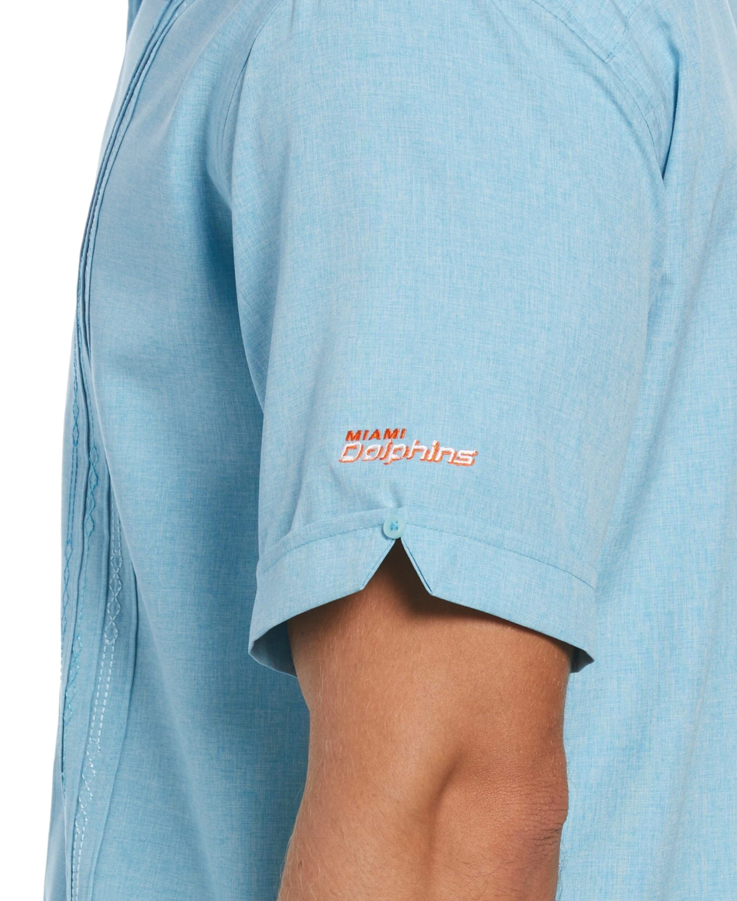 Miami Dolphins Geo Embroidered Panel Chambray Shirt 5 Miami Dolphins Geo Embroidered Panel Chambray Shirt - Image 3