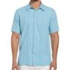 Miami Dolphins Geo Embroidered Panel Chambray Shirt -Cubavera Casual Wear Miami Dolphins Geo Embroidered Panel Chambray Shirt Delphinium Blue Cubavera