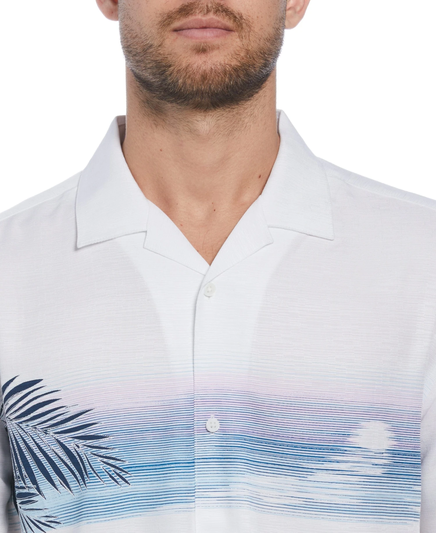 Sunset Chest Print Cuban Collar Shirt 4 Sunset Chest Print Cuban Collar Shirt - Image 3